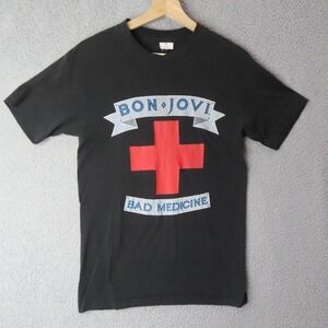 Vintage Bon Jovi Bad Medicine The Boys Are Back Thrashed Band T Shirt USA Medium